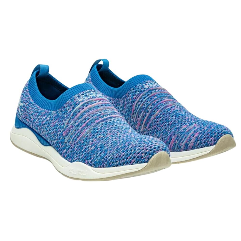 Kuru Womens Stride Casual Sneakers Size 5.5 WIDE Blue White Knit Slip On NWOB